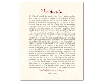 Desiderata Printable | Desiderata Poem | Desiderata Print | Desiderata | Decor | Wedding Gift | Graduation Gift | Desiderata Card