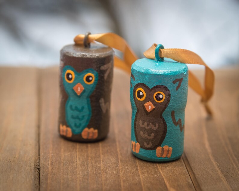Owl Cork Ornaments Etsy
