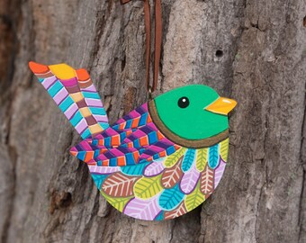 Bird Wall Ornaments Spring Set Green Head