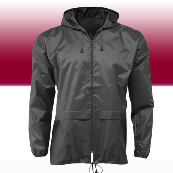 black vintage Lightweight Unisex Kagoul Rain Coat Jacket Mac Kagool Cagoule S-