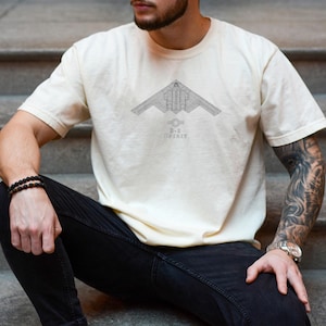 B-2 Spirit Stealth Jet Tech Drawing Shirt Military Airplane Tee for Men Women Vintage Aviation Graphic Pilot Aircraft Gift Top