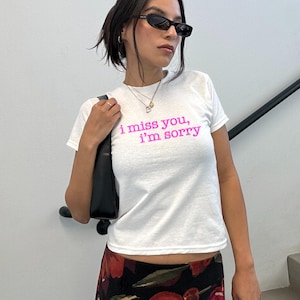 I Miss You Baby Tee Shirt, Retro Y2K Pop Concert Graphic Tee, Vintage Custom Trendy Shirt for Women, Cute Gift For Her Aesthetic Concert Top