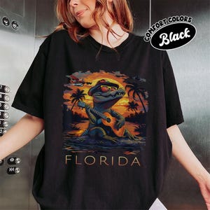 Florida Vacation Comfort Color Shirt Cute Alligator Souvenir Tee for Men Women Vintage Travel Graphic Florida Wildlife Gift Top