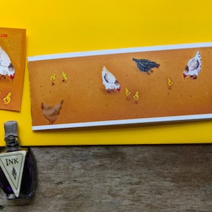 Carte mince pour poulailler et enveloppe assortie-poulets-poussins-carte poulailler-cour de ferme-cartes Valerie Walsh