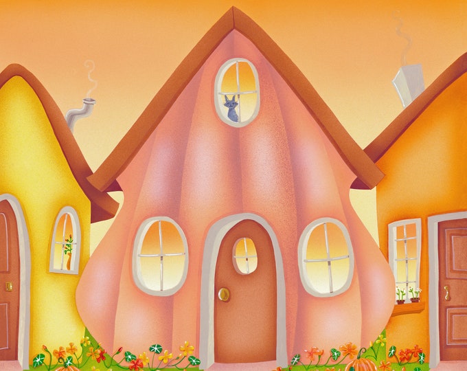 HOME GROWN Framed Art Print | PUMPKIN House Painting | Nature Print | Home and Garden Wall Art | Valerie Walsh Art Work | 12x12