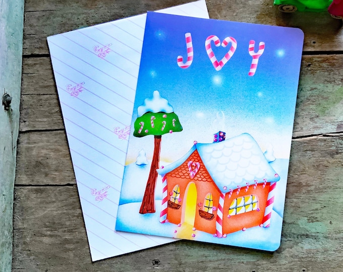 Gingerbread House Card | Candy - Snow Covered Cottage-Trees Christmas Card-Valerie Walsh Holiday Cards