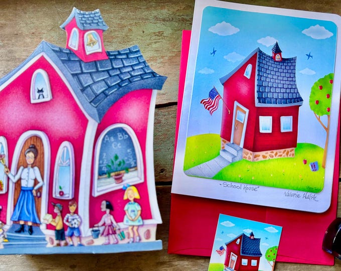 Red Schoolhouse Card & Candy Box Gift Set - Teacher Thank You