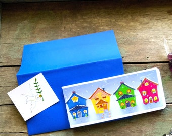 Celebrate Together Slimline Blank Greeting Card and Envelope |Hanukkah. Christmas, Feliz Navidad, Kwanzaa  | Valerie Walsh Greeting Cards