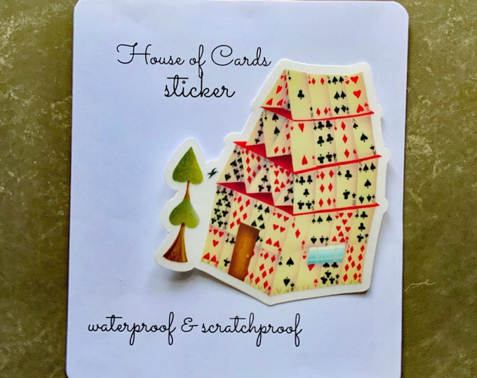 House of Cards Clear Vinyl Sticker | Waterproof Colorful Sticker | Playing Cards Diecut Sticker | Valerie Walsh Stickers