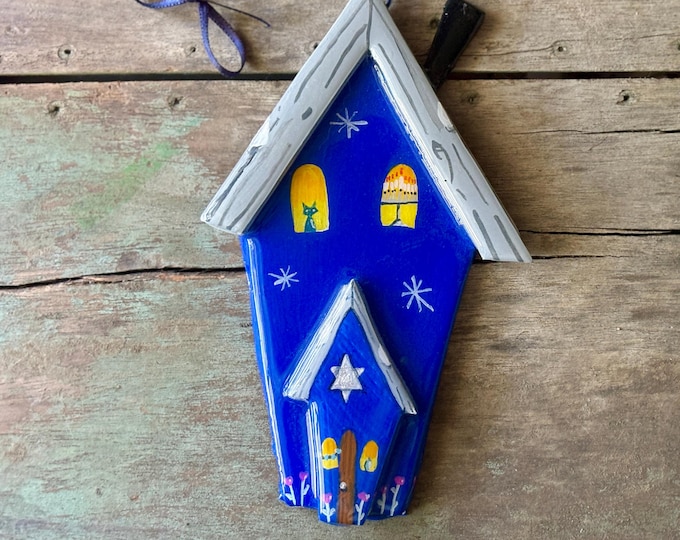 HANUKKAH  Ornament  |  Personalized Hanukkah House Ornament | Chanukah Decoration | House-Star of David-Kitty-Menorah- Ornaments by Valgal