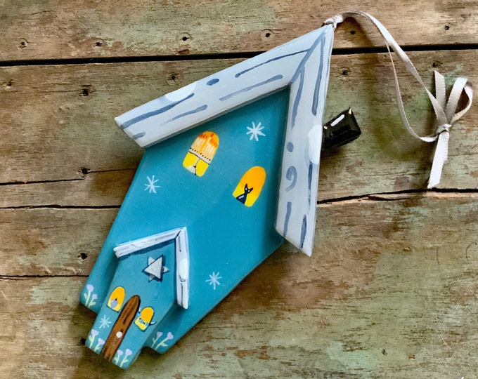 HANUKKAH Ornament  |  Personalized Hanukkah House Ornament | Chanukah Decoration | House-Star of David-Kitty-Menorah- Ornaments by Valgal