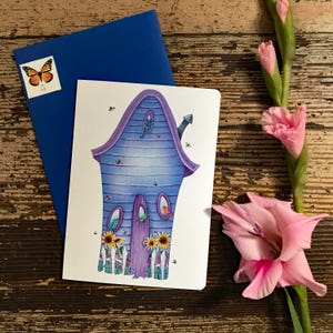VÖGEL und DIE BIENEN Blanko-KARTE | House Warming Greeting Card | Süßes Zuhause Postkarte | Blumengrüße | Valerie Walsh Grusskarten