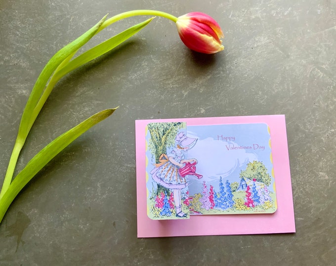 Vintage Garden Girl Valentine | Unique handmade Valentines