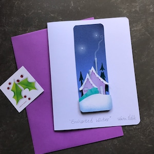 Verzauberte Winter Handgemalte leere Karte | Weihnachtskarte | Weihnachtsgruß Postkarte | Valerie Walsh Grußkarte