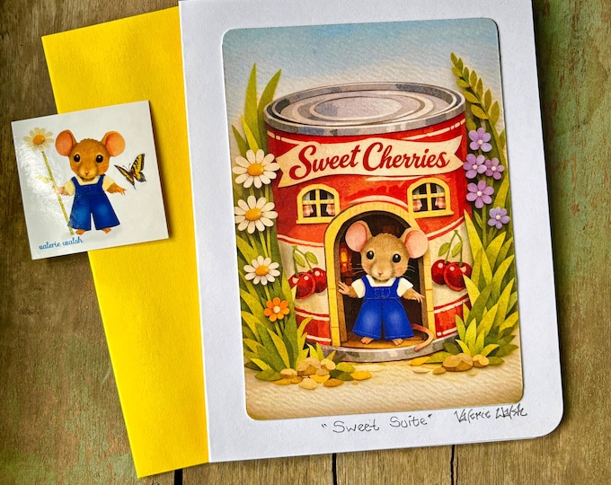 Sweet Suite Boy Mouse Greeting Card-Mouse Cottage Art