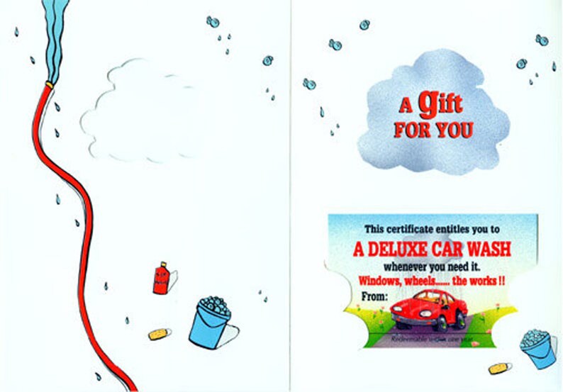 Deluxe CAR WASH Gift Card Car Wash Gift Certificate Car Wash Card