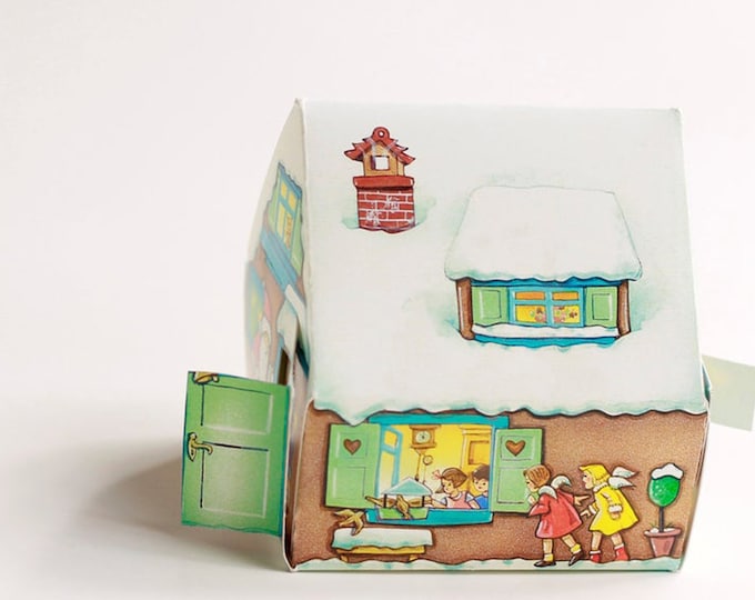 CHRISTMAS CANDY BOX |Snow covered Cottage filled with Candy | Vintage Christmas Sweets Candy Box | Winter Holiday Decoration | For Sweets