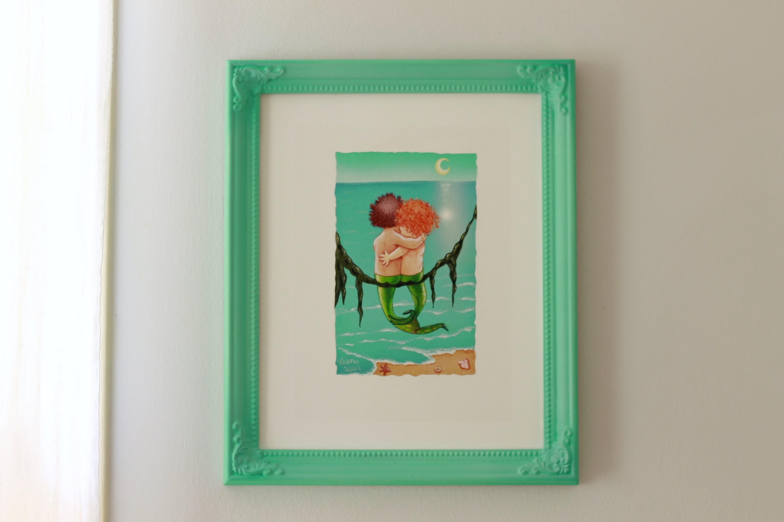 Merkids Framed Art Print Vintage Framed MERMAIDS Mermaid Painting