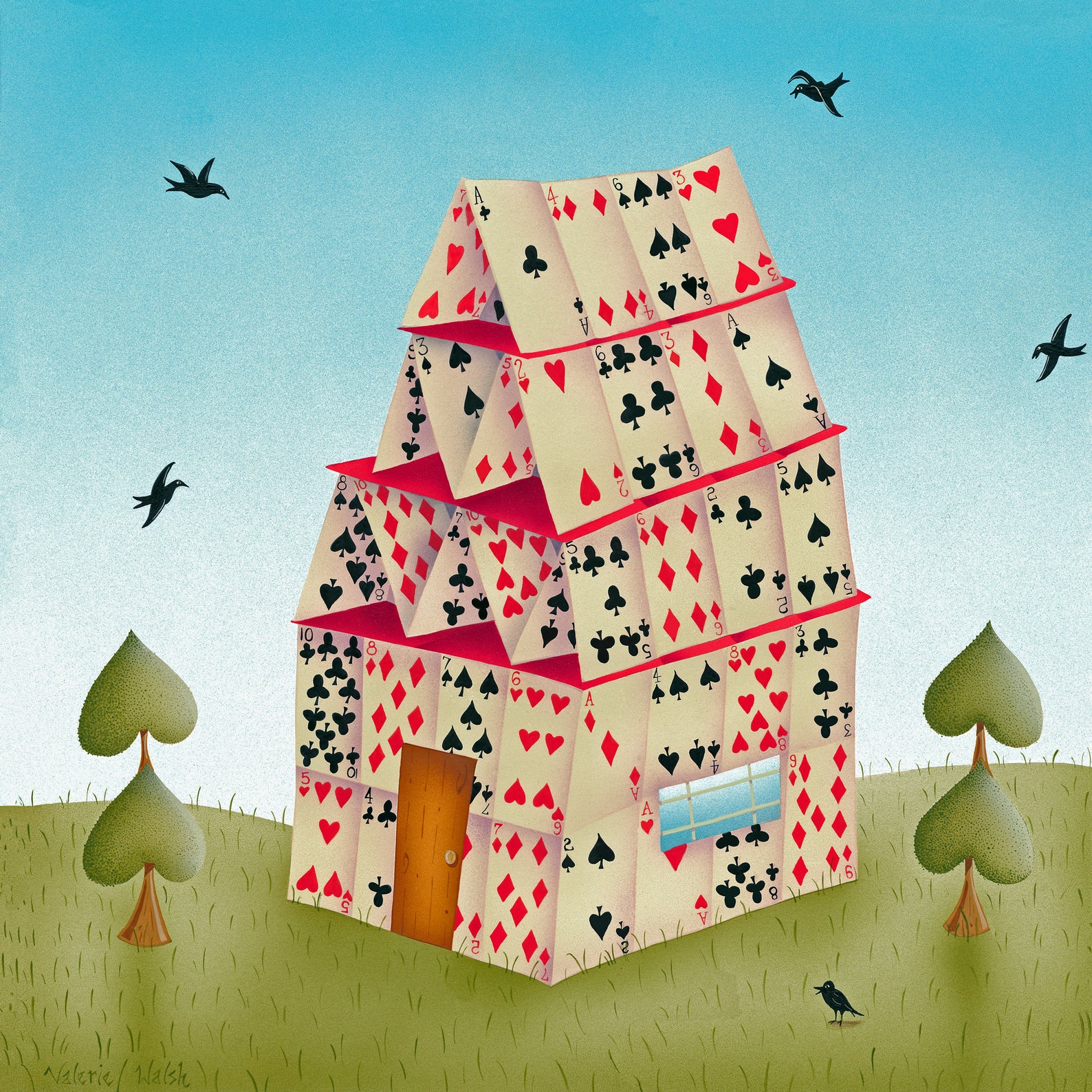 Buy HOUSE OF CARDS Framed Print Playing Cards Painting Game Online in