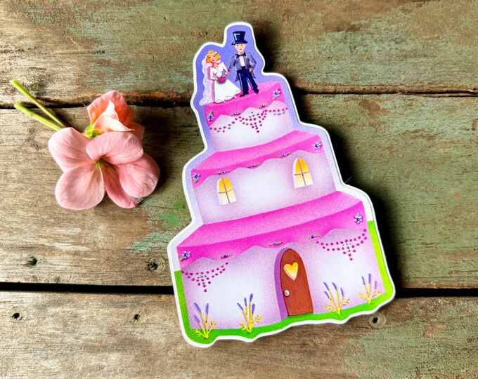 Tiers of Joy Wedding Cake Sticker | Bride and Groom