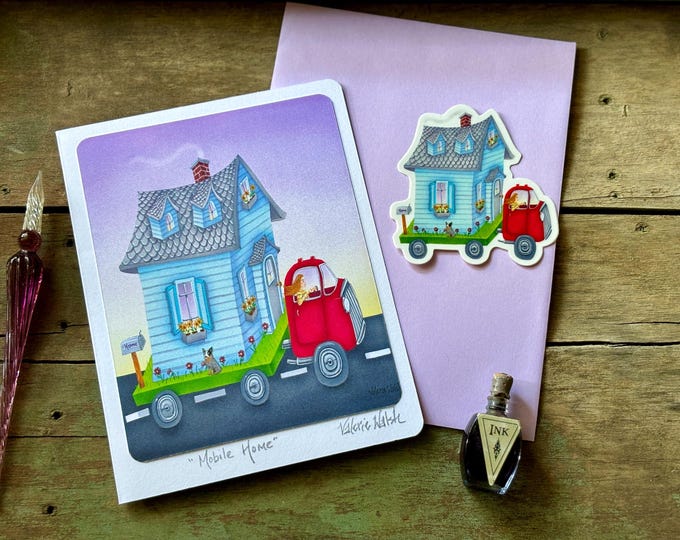 Mobile Home Art Card: Ob the Road Greeting Card 5x7