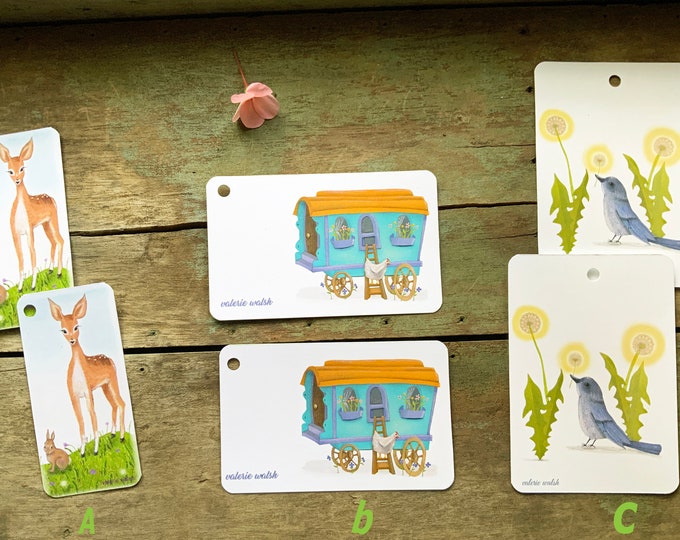 6 Gift Tags or Book Marks | Nature-Animals-Chicken Coop | Colorful Gift Tags | Valerie Walsh Art