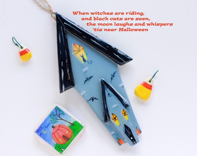 HAUNTED HOUSE ORNAMENT | Halloween Gift | Ornament for Halloween | Boo-t-full Gift | Halloween Decoration | Spooky Scary Decor | Val Walsh