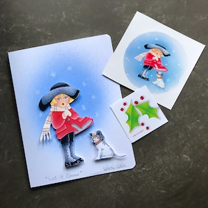 Let It Snow 3-d handgemalte leere Karte | Weihnachtskarte | Weihnachtsgrüße Postkarte | Valerie Walsh Grußkarte