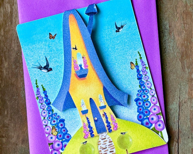 Storybook Cottage Greeting Card -Vintage Inspired Collectible Card