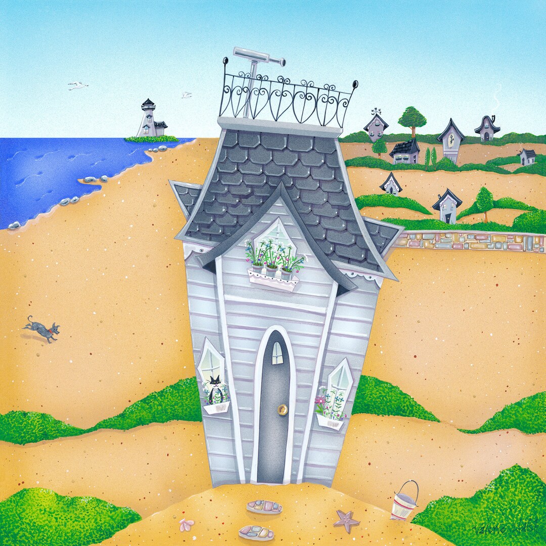 BEACH HOUSE Framed Art Print Seaside Nature Print Beach House Wall Art A Day at the Ocean Print