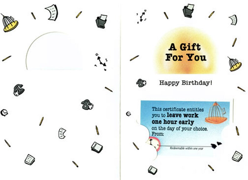 Val Cards A Gift Certificate that gives the gift of Time Leave Work Early Gift Card Employee Gift Card for One Hour off of Work Early