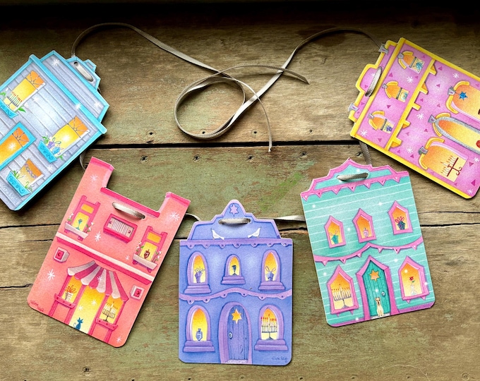 HANUKKAH HOMES GARLAND | Hanukkah Banner | Hanukkah Garland | House Shaped Holiday Homes for Hanukkah | Valerie Walsh Greetings and Garlands