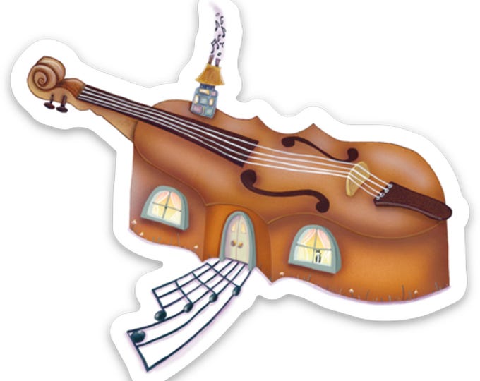 2 Music House Vinyl Stickers | Waterproof Colorful Sticker | Musical Diecut Sticker | Valerie Walsh Stickers