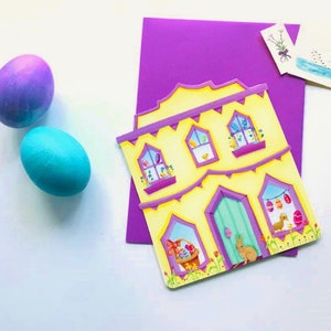 EASTER GREETING CARD Little Easter House Greeting Card House Shaped Card for Easter Easter Themed Card Valerie Walsh Greeting Cards image 8