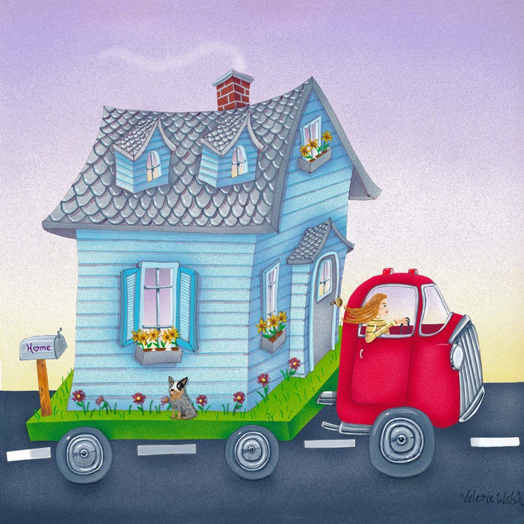 mobile-home-art-print-travel-painting-happy-trails-wall-art-12x12