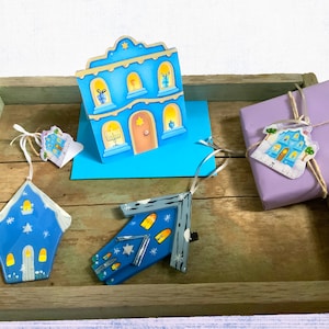 CARTE DE HANUKKA | de voeux de maison de Hanoucca | carte en forme de maison pour Hanoucca | Carte De Vœux Pour Les Fêtes De Hanoukka | Cartes Valerie Walsh
