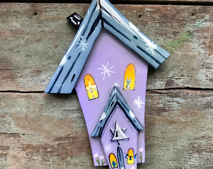 1 HANUKKAH Ornament  |  Personalized Hanukkah House Ornament | Chanukah Decoration | House-Star of David-Kitty-Menorah- Ornaments by Valgal