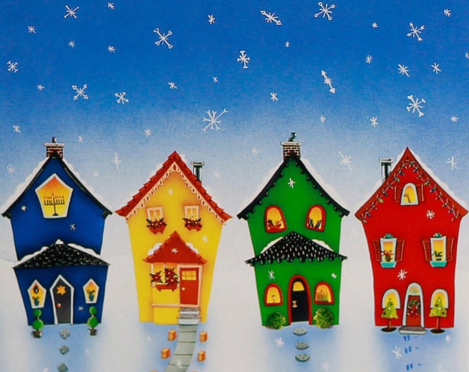 HOME FOR The HOLIDAYS Framed Print | Hanukkah, Kwanzaa, Feliz Navidad & Christmas Painting | Holiday Wall Art | Valerie Walsh Art | 12x12