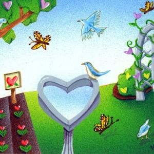 LOVE GROWS | Cartão de felicitações | Cartão de amizade | Cartão de jardim do amor | Cartão de amizade dos jardineiros | Cartões de felicitações de Valerie Walsh