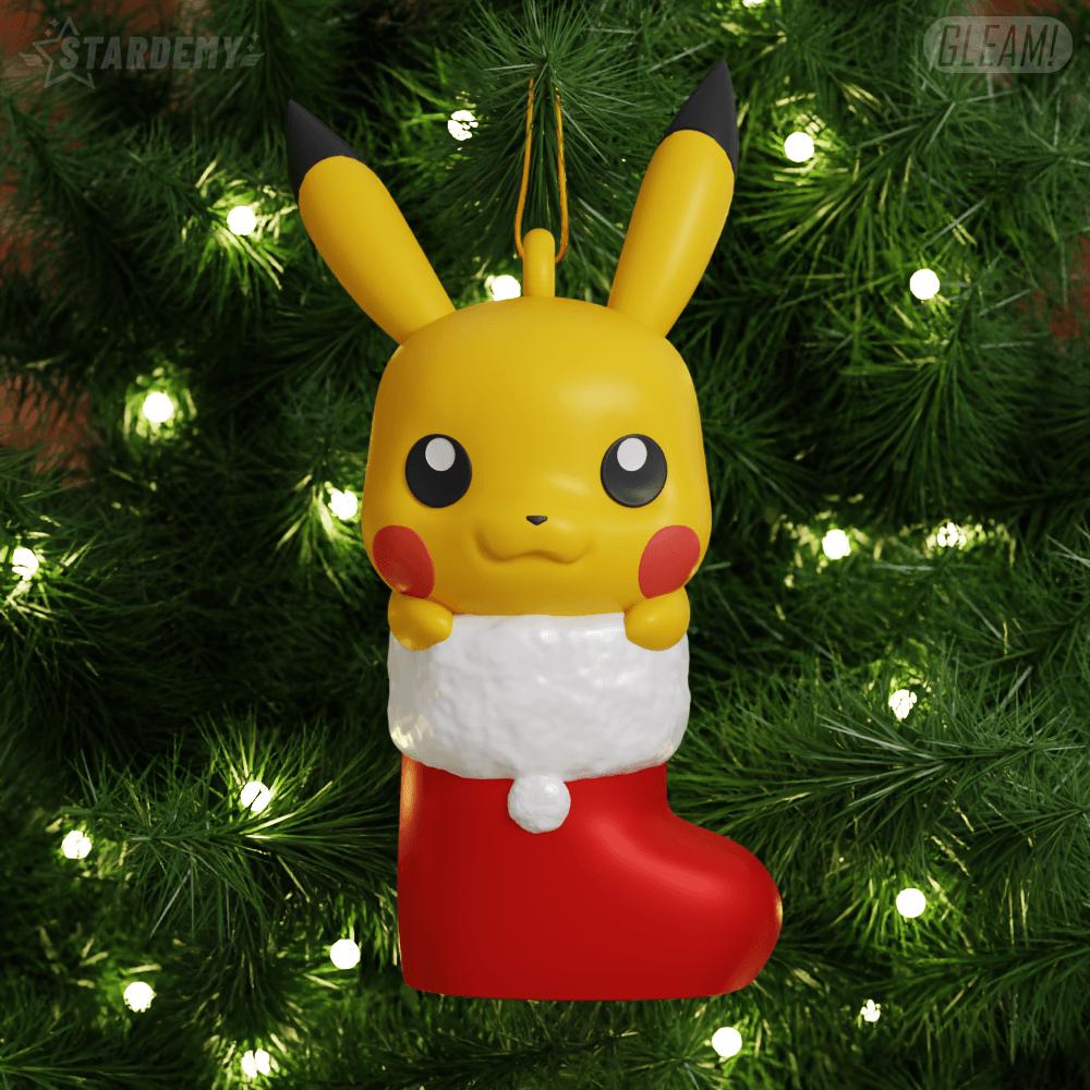 thumbnail image 2 of Personalised Christmas Pikachu Bauble – Custom Acrylic Ornament – 80mm Round – UK Made, Gift For All Ages 2 of 5