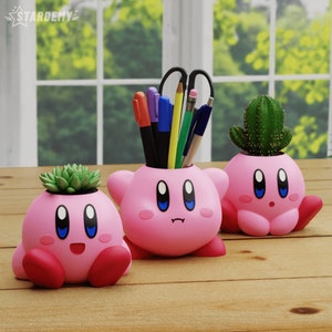 Kirby Succulent Planter: Pink Gaming Desk Organizer DIY paint project