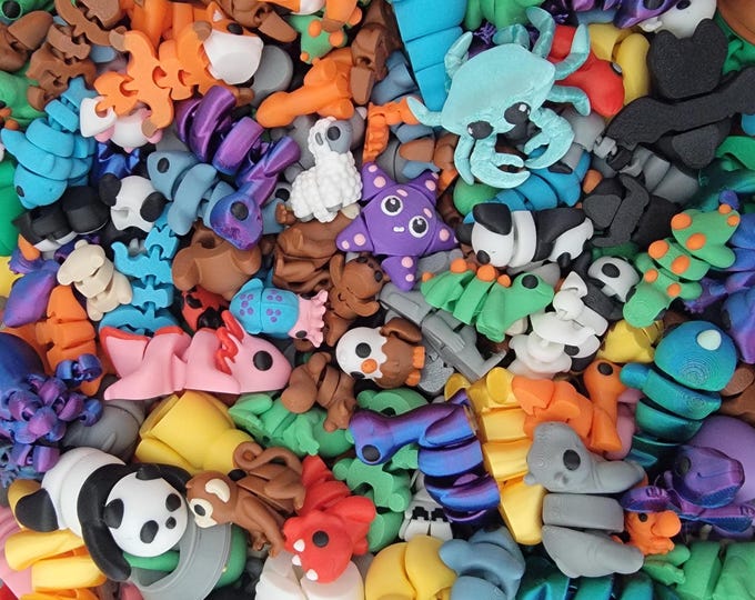 Articulating mini animals 3d printed Wiglitz Friends Sensory pets Fidget animals ZOU3D