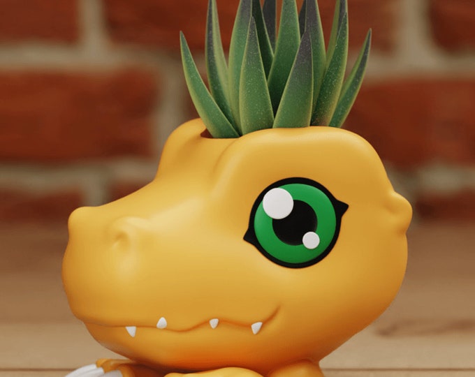 Agumon Digimon Minimalist Planter Home Decor DIY paint project