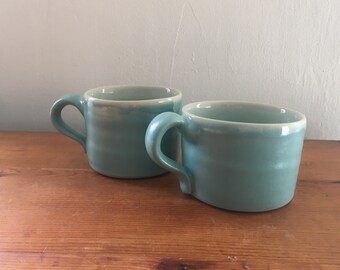 Set of  two blue porcelain espresso cups.