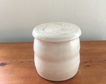 Oyster white covered jar