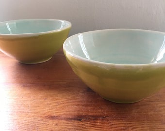 Two chartreuse bowls