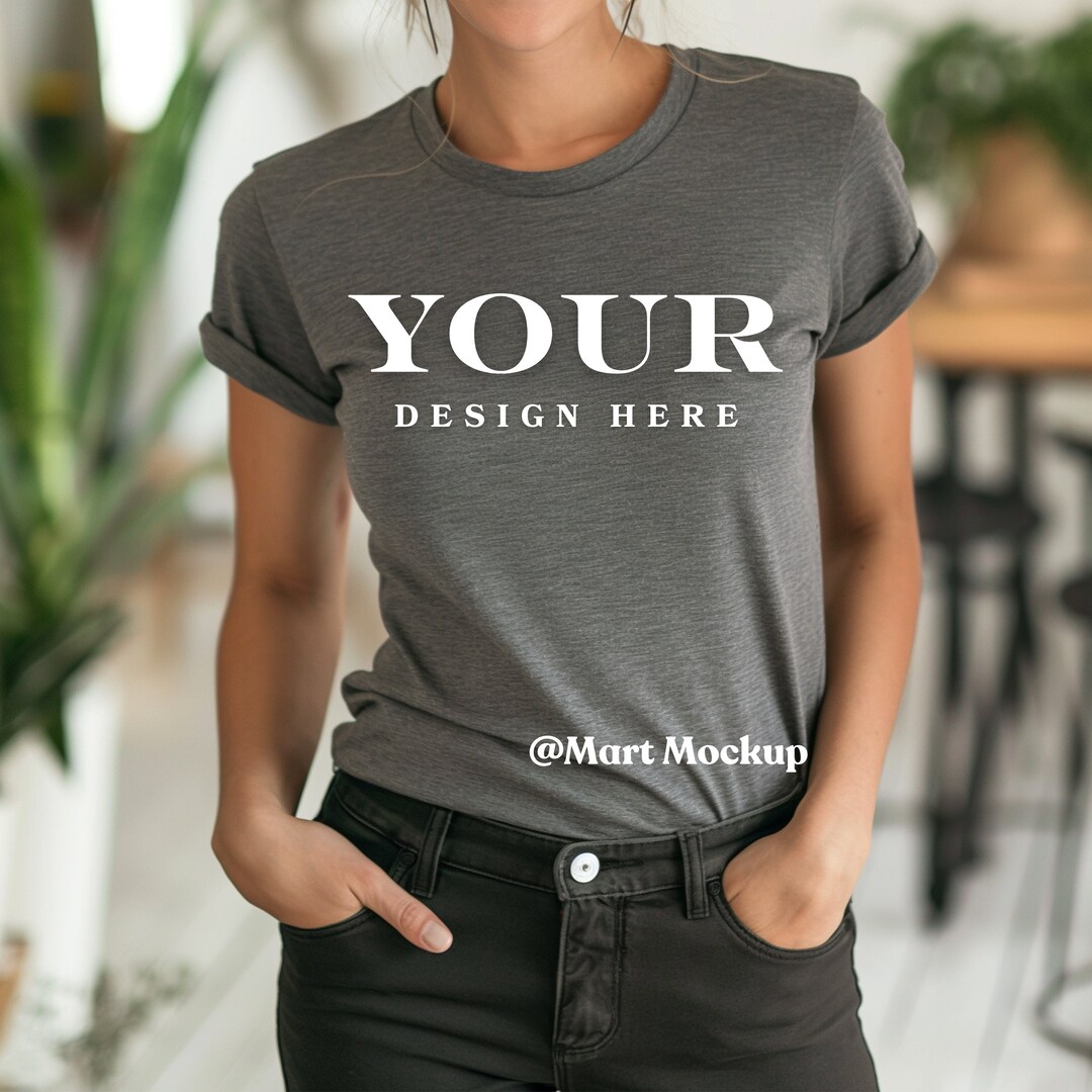 Bella Canvas, Grey Heather, Model Mockup, Mockup, T-shirt Mockup ...