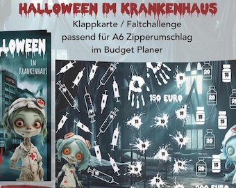 Cartão pop-up de Halloween, desafio de dobradura, jogo de poupança, desafio de economia A6 | Planejador de orçamento | Envelopes | Download digital em PDF | Economizando mesada