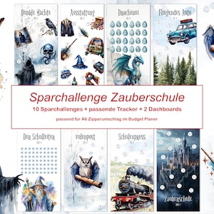 Magic School Savings Challenge | Dashboard | Magic Savings Game | Budget Planner A6 Envelope Method | PDF Digital Download Set Magician