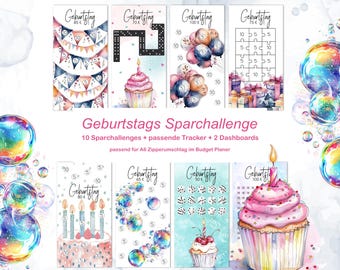 Birthday Savings Challenge | Happy Birthday | Dashboard | Birthday Savings Game | Budget Planner A6 Envelope Method | PDF Digital Download Set